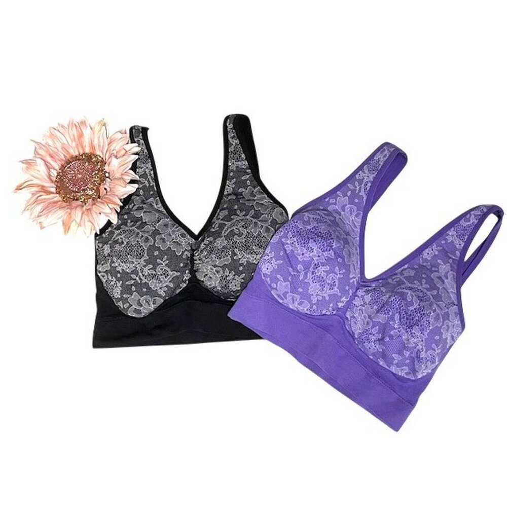 Rhonda Shear Jacquard Seamless Bra Set 2 Pack SMALL (RS-14)
